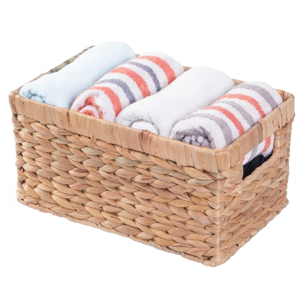 Vintiquewise Storage Bin Basket, Brown, Water Hyacinth, 7.5 in L x 12 in W x 6 in H QI003544.S - main